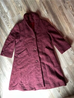 Vintage Tagless Women's Burgundy Button Front Coat